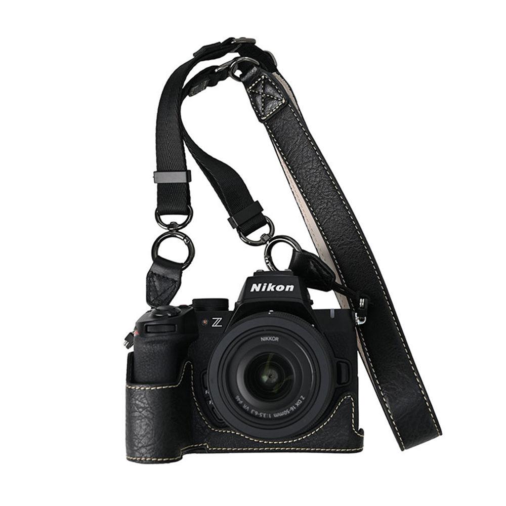 Für Nikon Z50II Hülle, Litschi-Muster PU-Leder Kamera Halb-Körper Hülle Abdeckung Für Nikon Z50II Z50ii Mit Schultergurt