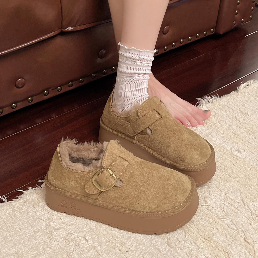 Leder dicksohlige Samt verdickte Damen Winter neue Damenschuhe warm große Baumwollschuhe Schneestiefel