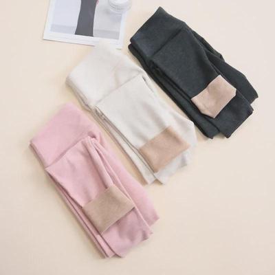 Tangge Women's High-Waist Silk Wool Warm Leggings with Brushed Mulberry Silk - Thickened for Autumn and Winter