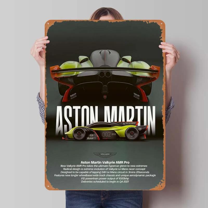 Aston Martins Tinplate Sign Classic Cars Poster Metal Wall Art Mural Retro Metal Sign Plaque for Garage Wall Art Decoration Room