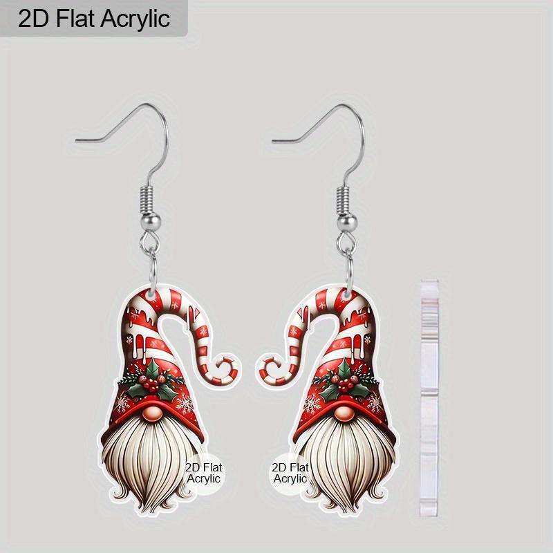 

Плоские 2D серьги-капли с гномами, Легкий акриловый материал, Идеально подходят для подарков на вечеринку, Ювелирные изделия и Рождественские подарки.