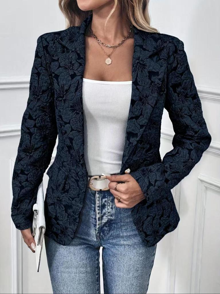 Casual Women's Spring/Autumn Retro Lily Jacquard Slim Fit Short Jacket