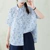 DIMANAF 2026 Plus Size New Summer Women Blouse Shirt Lady Tops Shirts Short Sleeve Print Floral Casual Loose Cotton