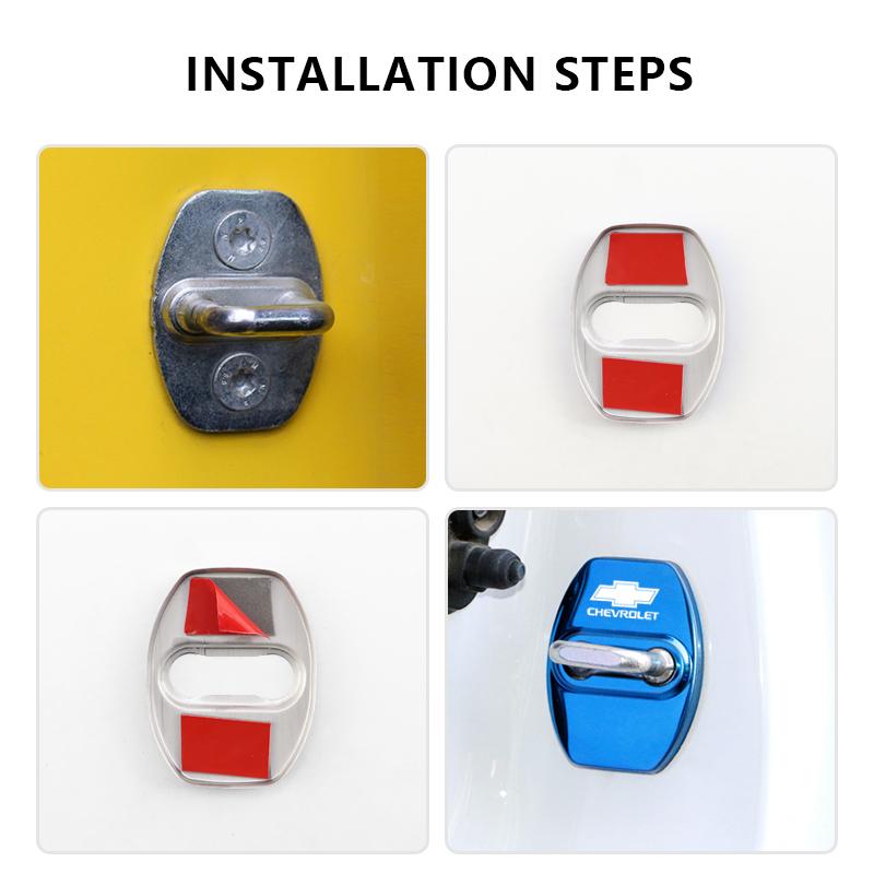 4PCS Car Door Lock Cover Stainless Steel Protection Accessories For Chevrolet Sonic Silverado Z71 Aveo Trailblazer Bolt Spark SS