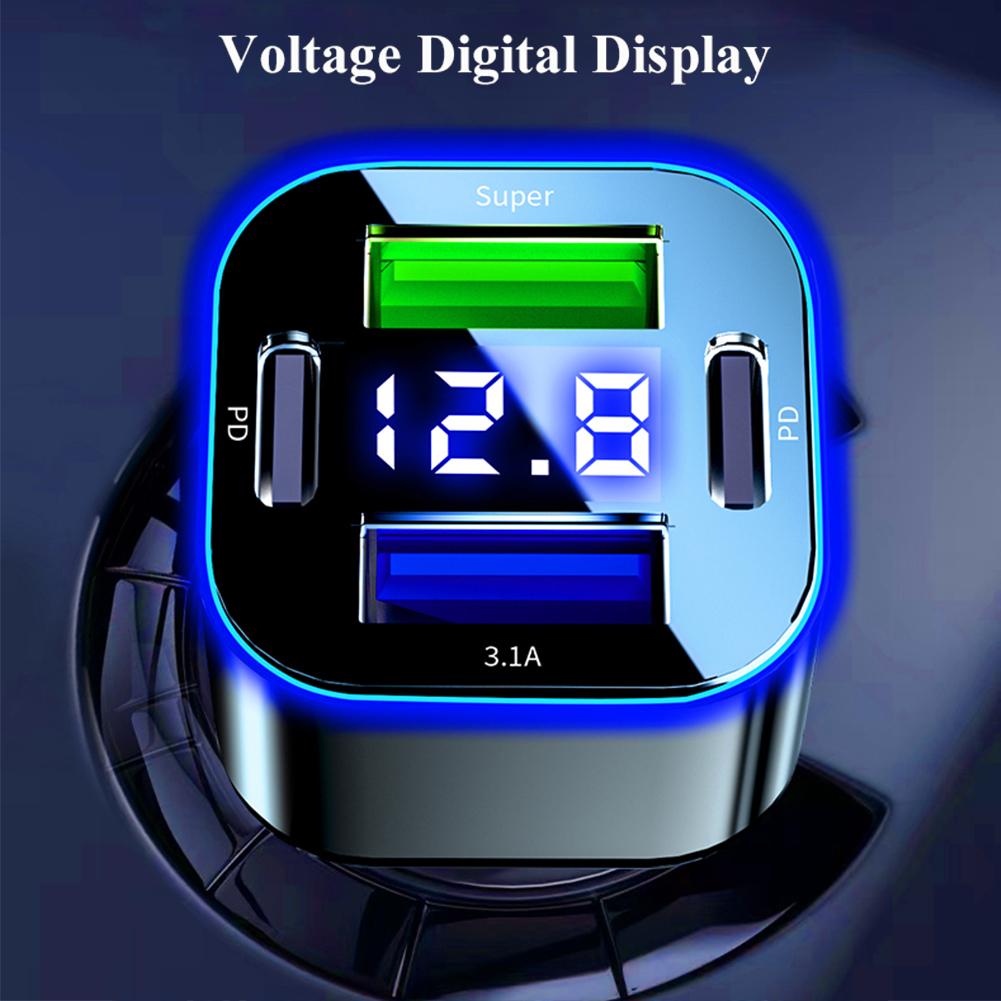 Încărcător auto 4 în 1, 250W, USB tip C, Dual PD QC3.0, adaptor de încărcare super rapidă cu 5 porturi, pentru iPhone, OnePlus, OPPO Vivo