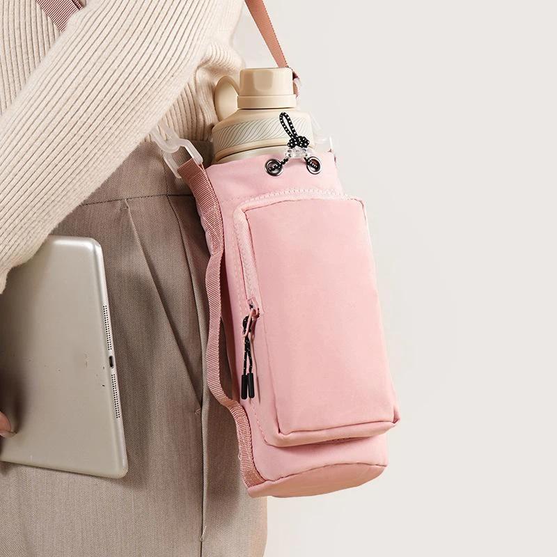 Unisex Flaschenhalter mit Tragegurt, Isolierte Flaschentasche mit Handytasche, Wasserflaschen-Umhängetasche Crossbody