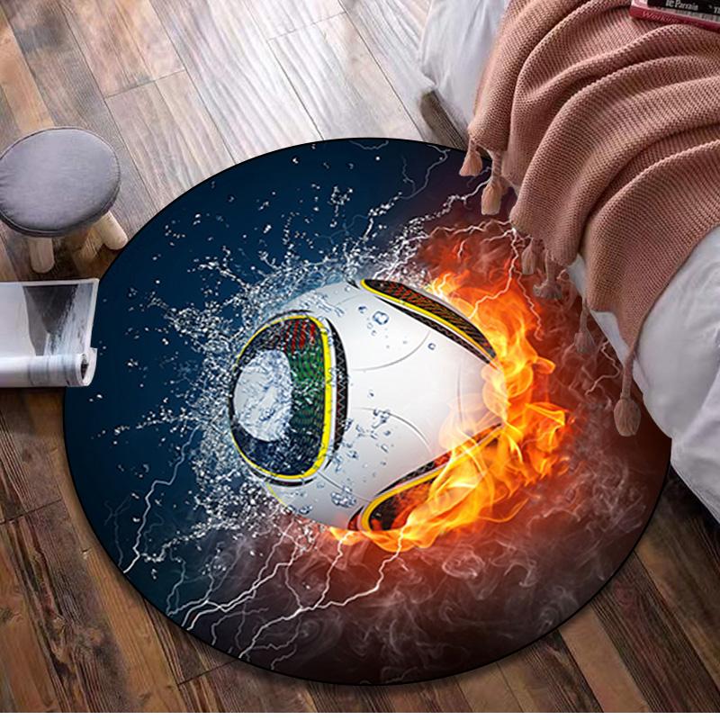 Fire And Water ball Circular Rug - Office Decorative Carpet For Living Room Bedroom Door Mat Floor Rug Computer Chair Area Rug