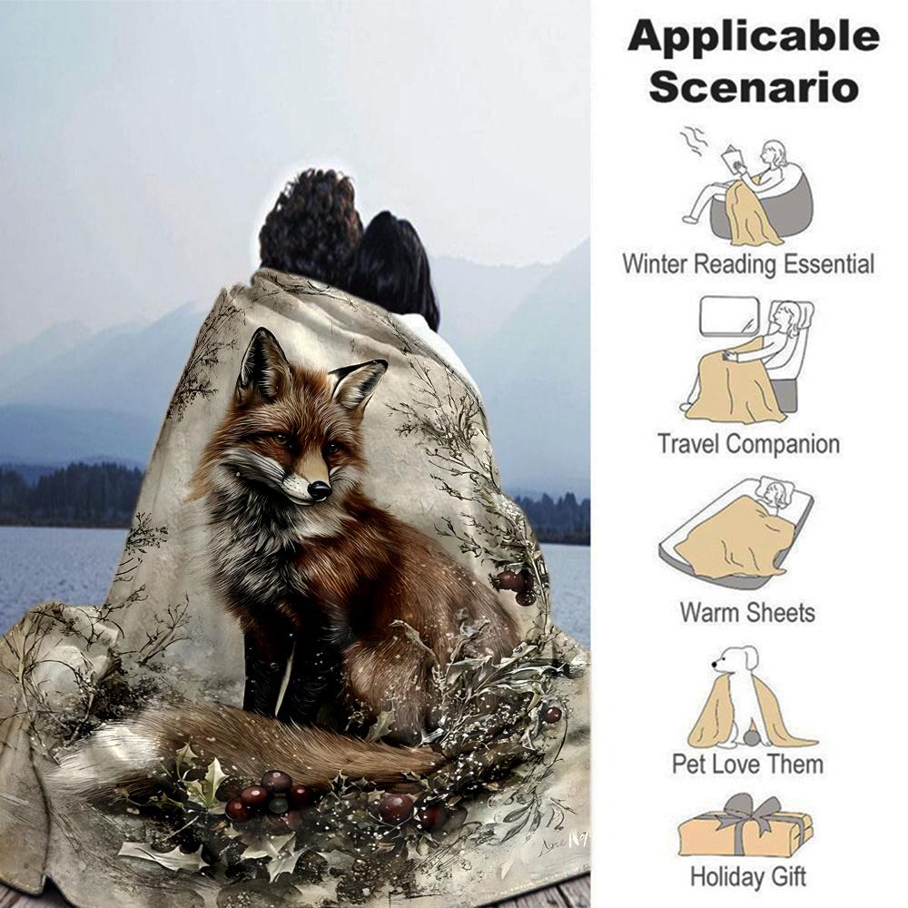 1pc Fox Name blanket Lightweight Flannel Throw for Sofa Bed Travel Camping Livingroom Office Couch Chair