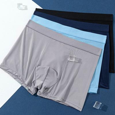 Calzoncillos tipo bóxer para hombre, elásticos, de cintura media, convexos en forma de U, de color liso, con cintura ancha, color hielo