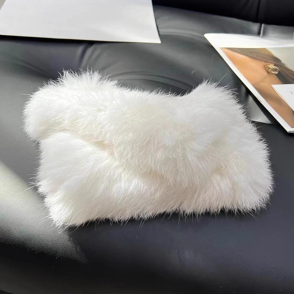 Winter Real Rabbit Fur Gloves Cute Plush Thickened Plush Warm Half-finger Gloves Elastic Women