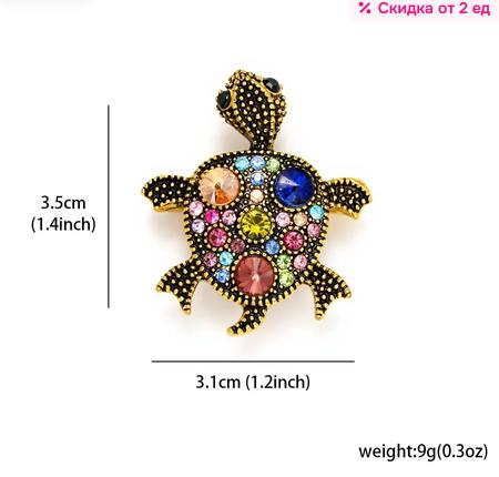 Colorful Turtle Brooch Vintage Fashion Pin for Women Cute Animal Jewelry Accessory Trendy Statement Brooch One Size