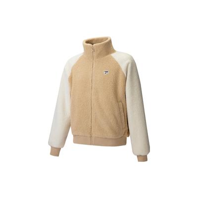 Puma FW22 Color Block Faux Shearling Zipjacke Unisex Jacken Kaffee 539569-20