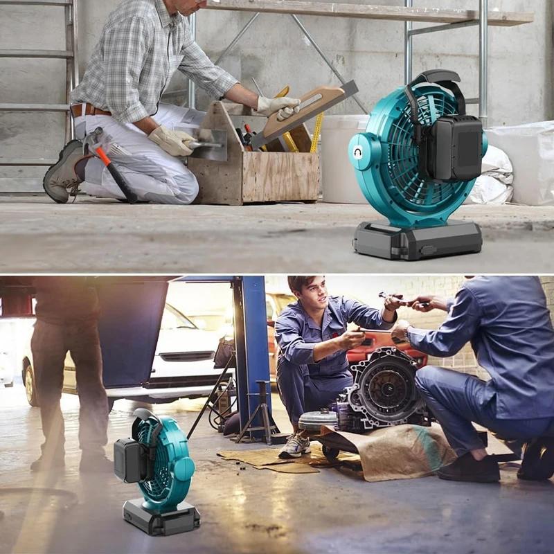 Indoor and Outdoor Construction Fan For Makita/Bosch 14.4V-18V Li-ion Battery AC/DC Power Tool Fan UK/US/EU Plug Brushless Motor