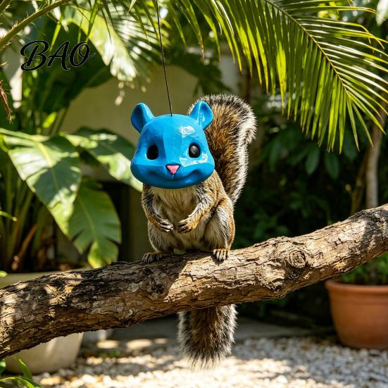 Cute Animal Garden Statue Outdoor Squirrel Feeder with Creative Simulated Head Design Durable 3D Printed Hanging Wildlife Feeding Station for