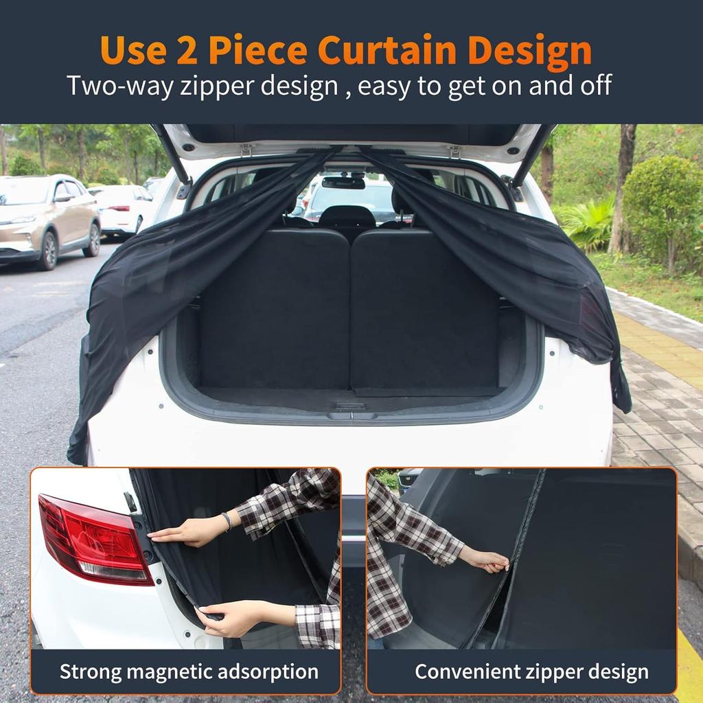 Car Tailgate Mesh Screen For SUV Van, Breathable Magnetic Car Screen For Tail Gate Hatch Camping Gear Accessories