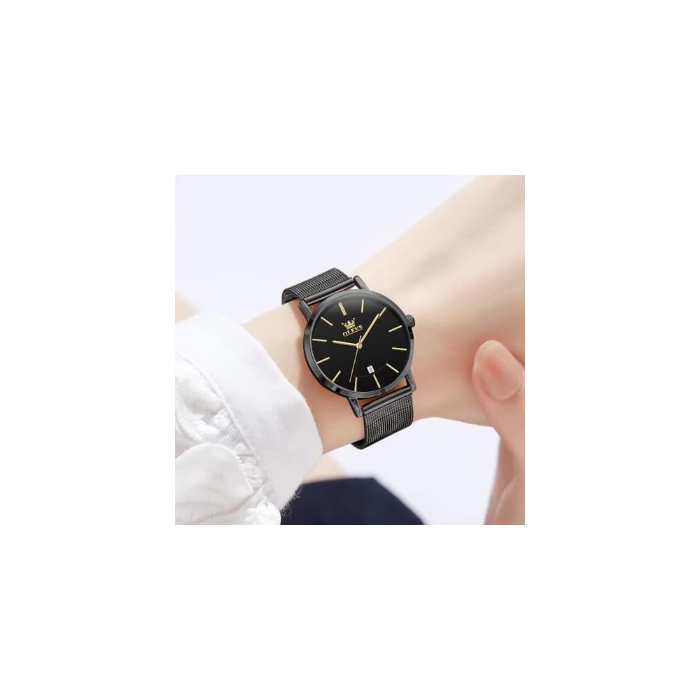 OLEVS Women's Milanese Mesh Analog Watch Waterproof Simple Dial Fashion Timepiece