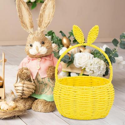 Woven Basket ,Storage with Handle Easter Decoration Braided Hand for