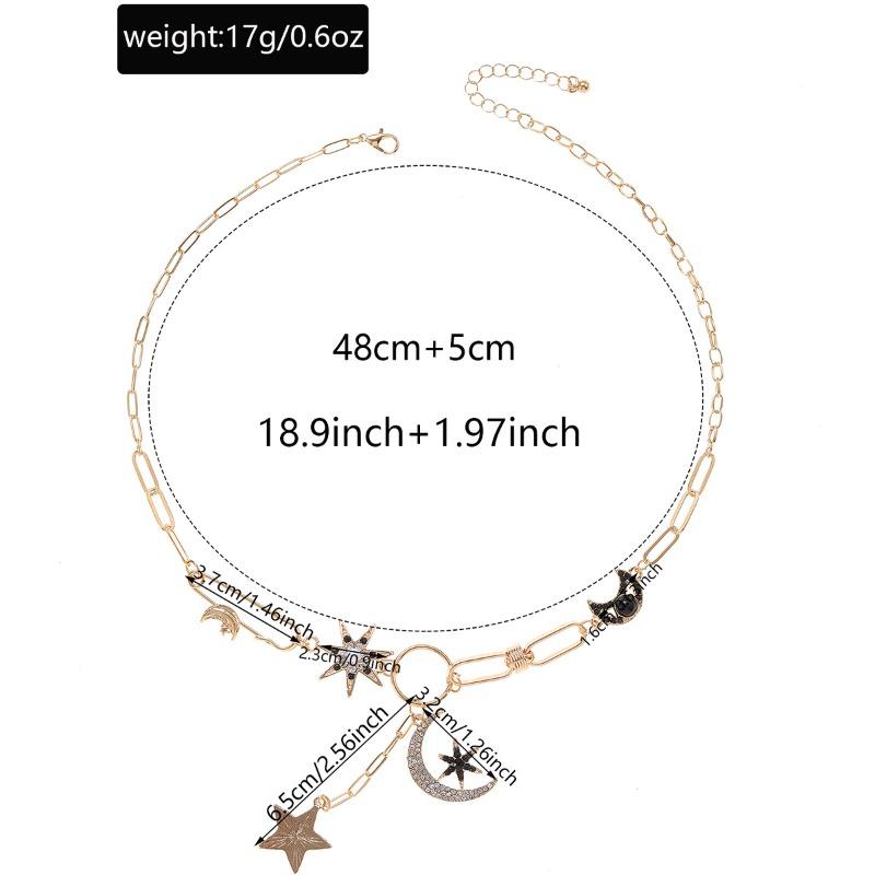 Necklace Accessories Star Moon Pendant Women's Niche Light Luxury Advanced Sense Paper Clip Clavicle Chain