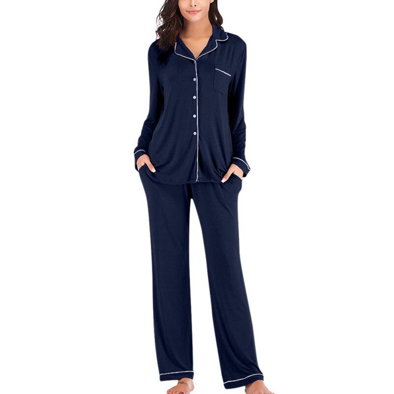 Buy 2 pcs Autumn Women Sleepwear Solid 