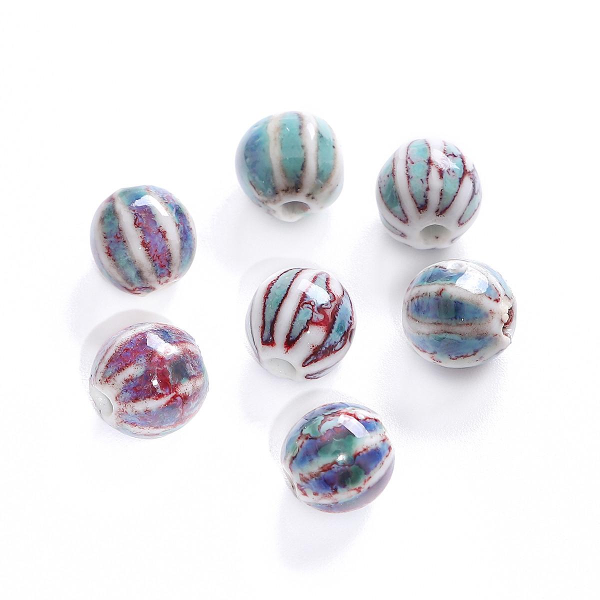 

11мм 10шт цветочные глазурованные фарфоровые бусины в виде арбуза для изготовления ювелирных изделий своими руками