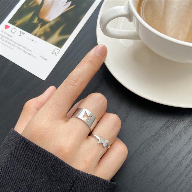 5PCS Elegante Vintage Silber Einstellbare Frauen Finger Nette Liebe Schmuck Hochzeit Party Geschenk für Mädchen Mode Hohl Herz ring Set