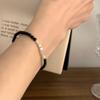 Sliver-Plated Black Agate Bracelet For Women Girl Bead Korean Versatile Design Simple Jewelry Gift