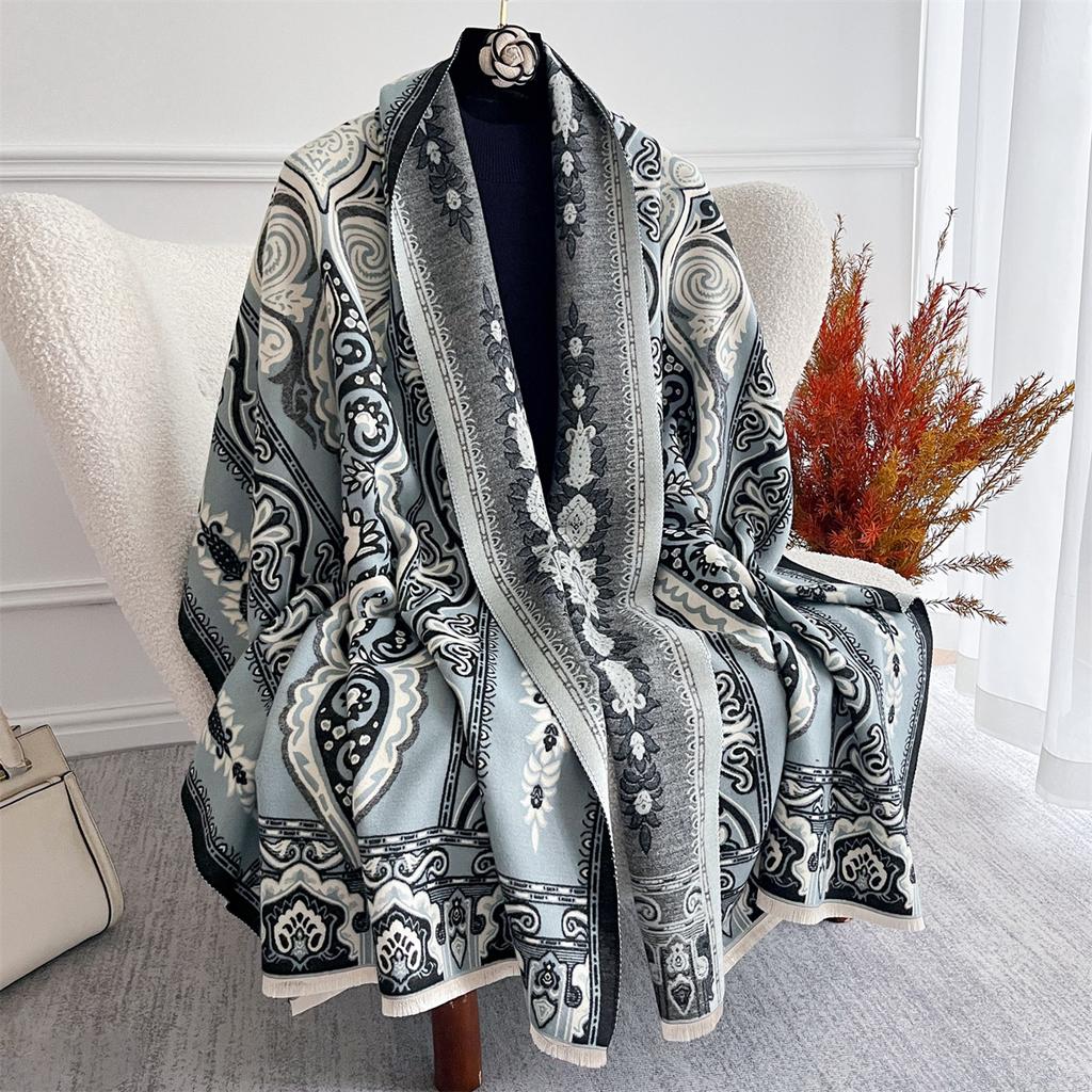 Autumn And Winter Imitation Cashmere Jacquard Retro Cashew Nut Ethnic Style, Women'S Scarf Shawl Dual-Purpose