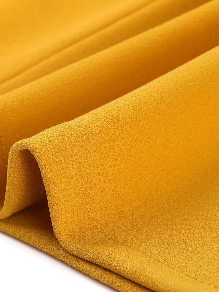 Allegra K Ledig Midiklänning, Enfärgad, Rund Halsringning, 3/4 Ärmar, Slits, för Arbete, Dam, Gul, Storlek M