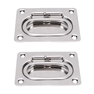 2Pcs 316 Stainless Steel Hatch Pull Handle Polished Finish Boat Lift Hatch Ring Handle for Marine