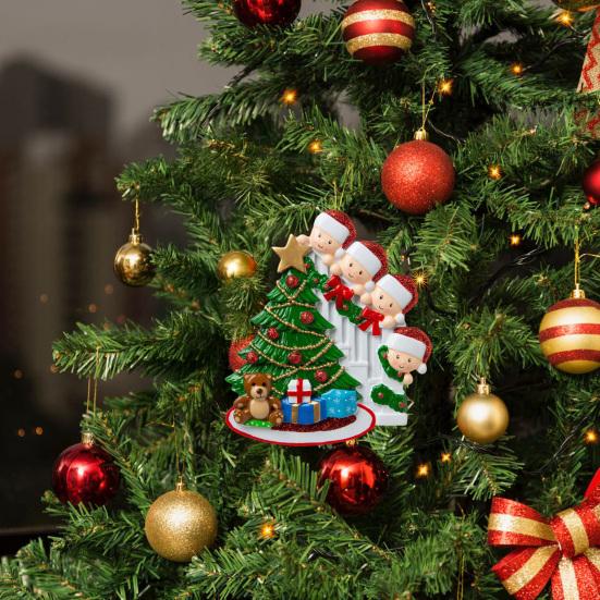 Custom Family Christmas Ornaments with Name Peeking Family of 2/3/4/5/6 Christmas Tree Ornament Holiday Gift for Family Friend