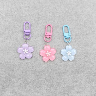 Romantic Sakura Keychain: Translucent Jelly Flower Pendant for Couples