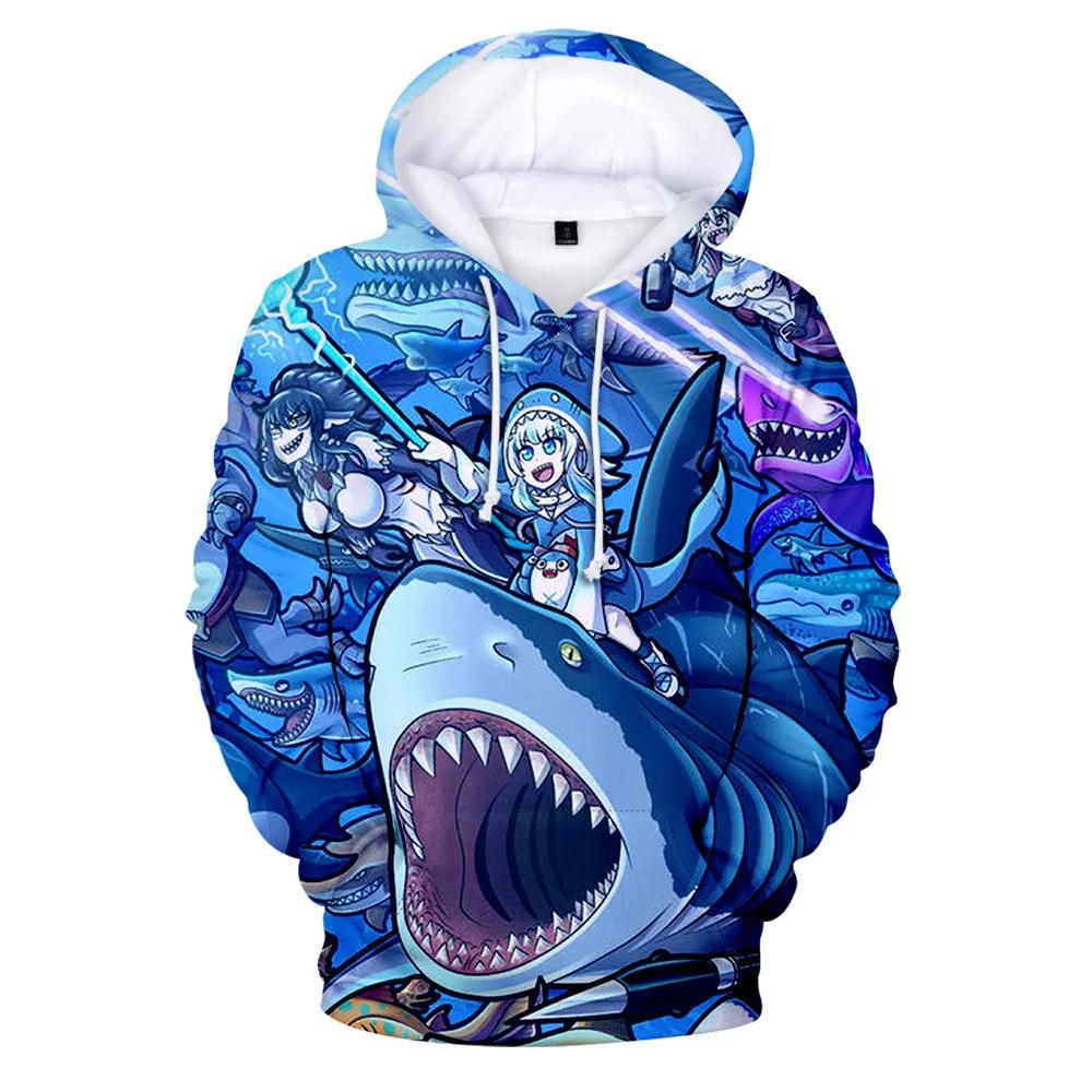 Hololive VTuber Kawaii Gawr Gura Cosplay 3d Print Hoodies & Sweatshirts Man Women Pullover Coat Y2k Top Oversized Men's Coat