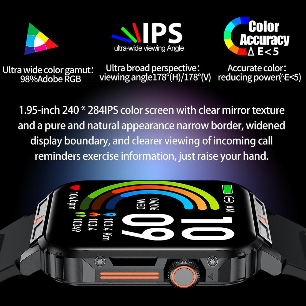 L81 1,95-Zoll Outdoor-Sport-Tracker Bluetooth-kompatibel Anruf Smartwatch Gesundheitsmonitor Armbanduhr