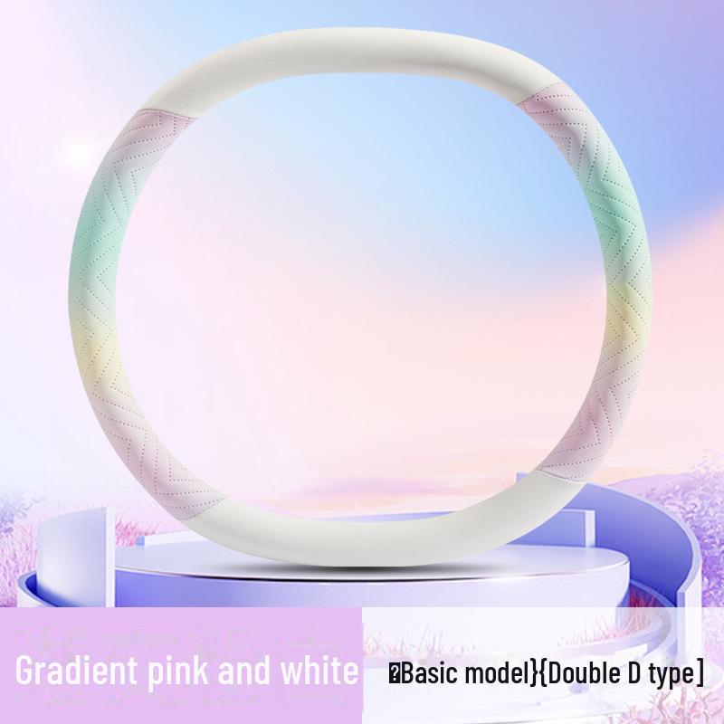 2024 Lenkradbezug aus Nappaleder mit Farbverlauf und Welpenmotiv in farbenfrohem Design