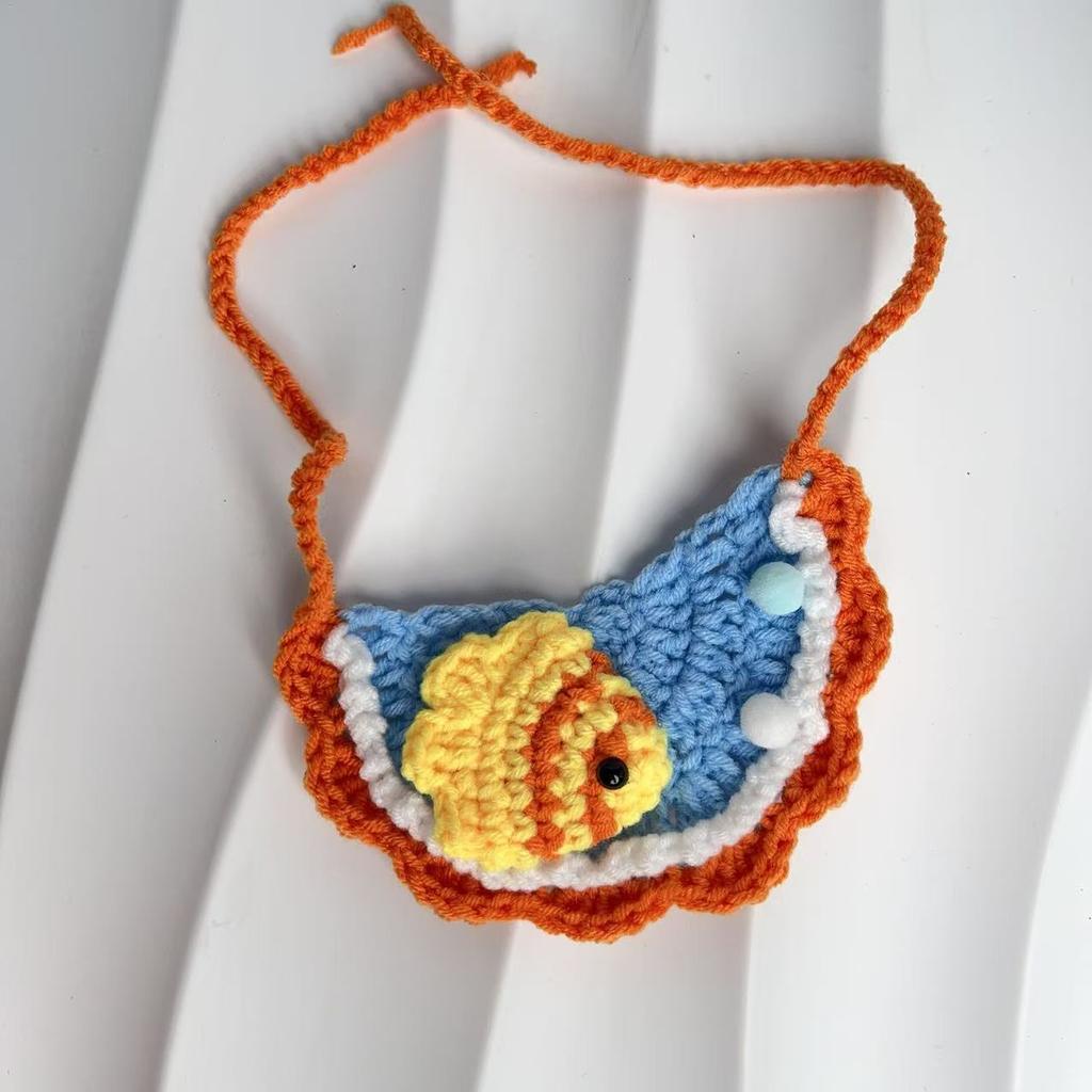 Snow White Cat Collar Green Christmas Dog Scarf Pet Neck Warmer Knitted Bib Drool Towel