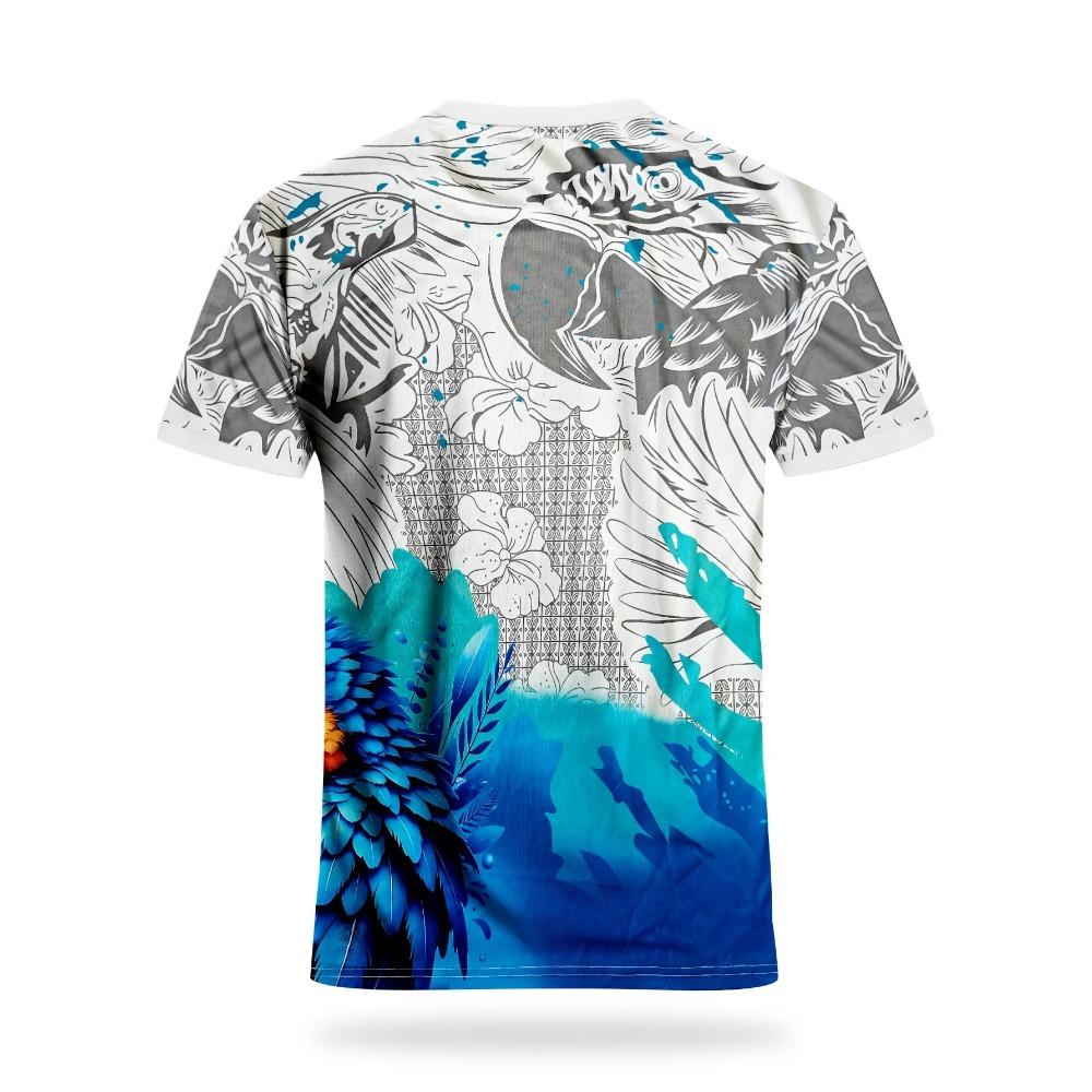 Camiseta Respirável de Secagem Rápida com Estampa de Papagaio Tropical e Bandeira do Brasil - Seleção Brasileira de Futebol