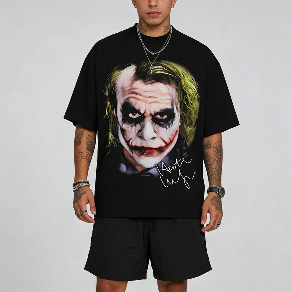 Oversized Joker Horror Streetwear Hip Hop Retro Soft Top Men Women Adults Children Boy Gril Kids Parent Child Cotton T shirt
