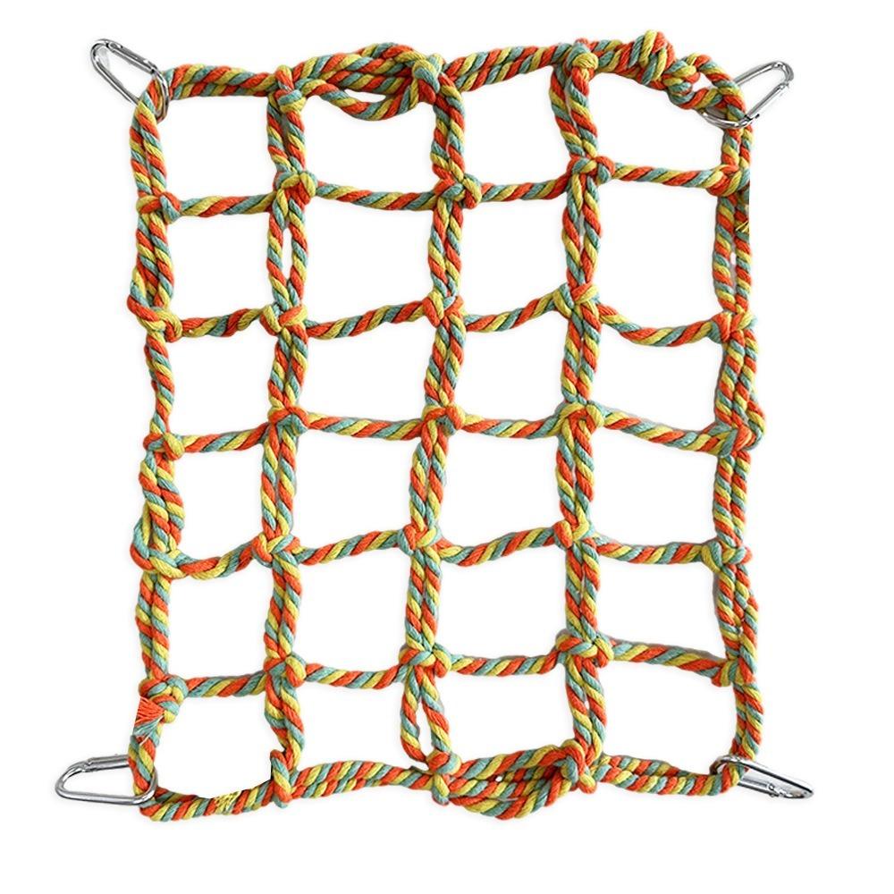 Kreatives Baumwollseil Haustier-Kletternetz Bunt mit Haken Papageienhaken Netzkäfig Zubehör