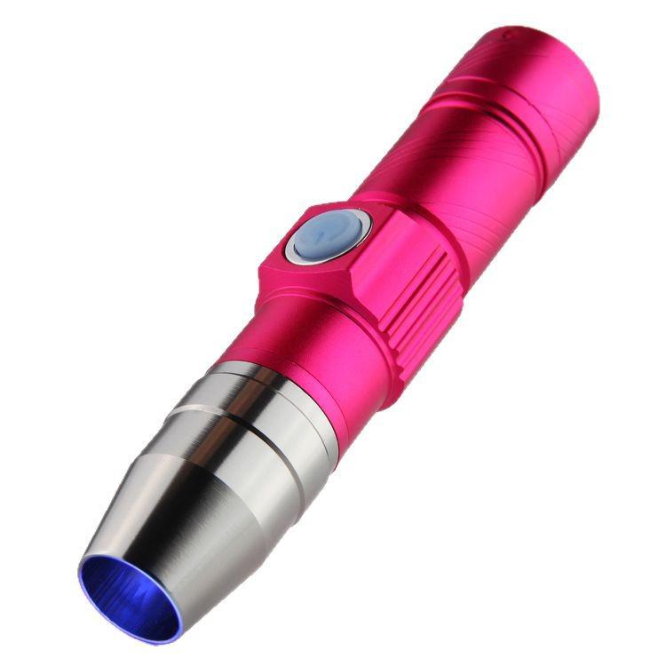 Rechargeable Handheld Flashlight with White Light and UV for Fungus Detection and Currency Verification