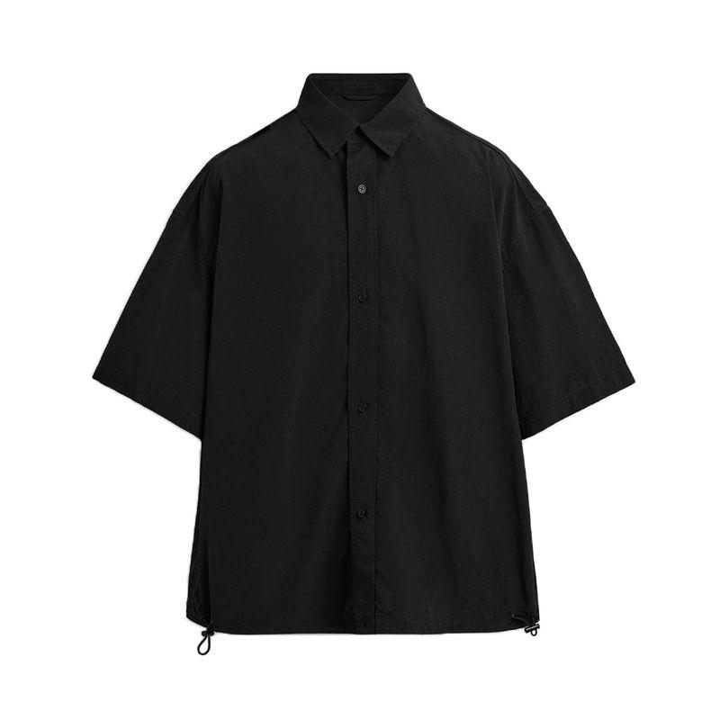 Summer New Men's Wear Single Row Multi-Buckle Lapel Loose-Fitting Lightweight Thin Technology Fabric Short Sleeve Shirt 9621950