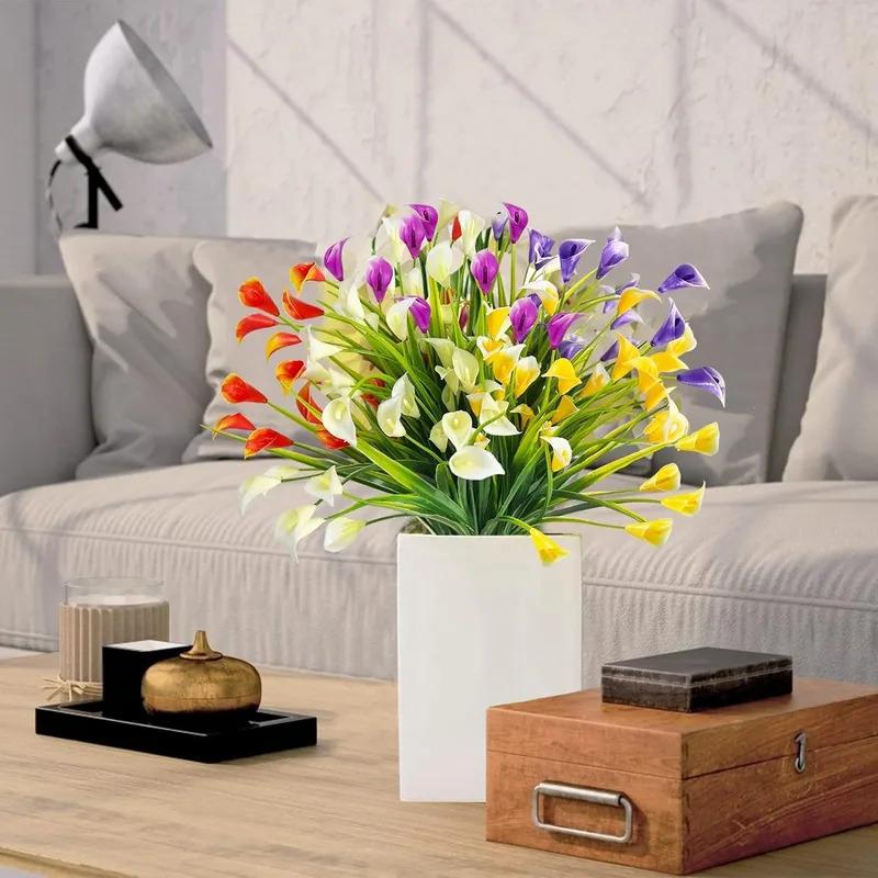 Small Bouquet of Artificial Calla Lilies | Plastic Artificial Flowers | Fresh-Looking Floral Decor for the Dining Table