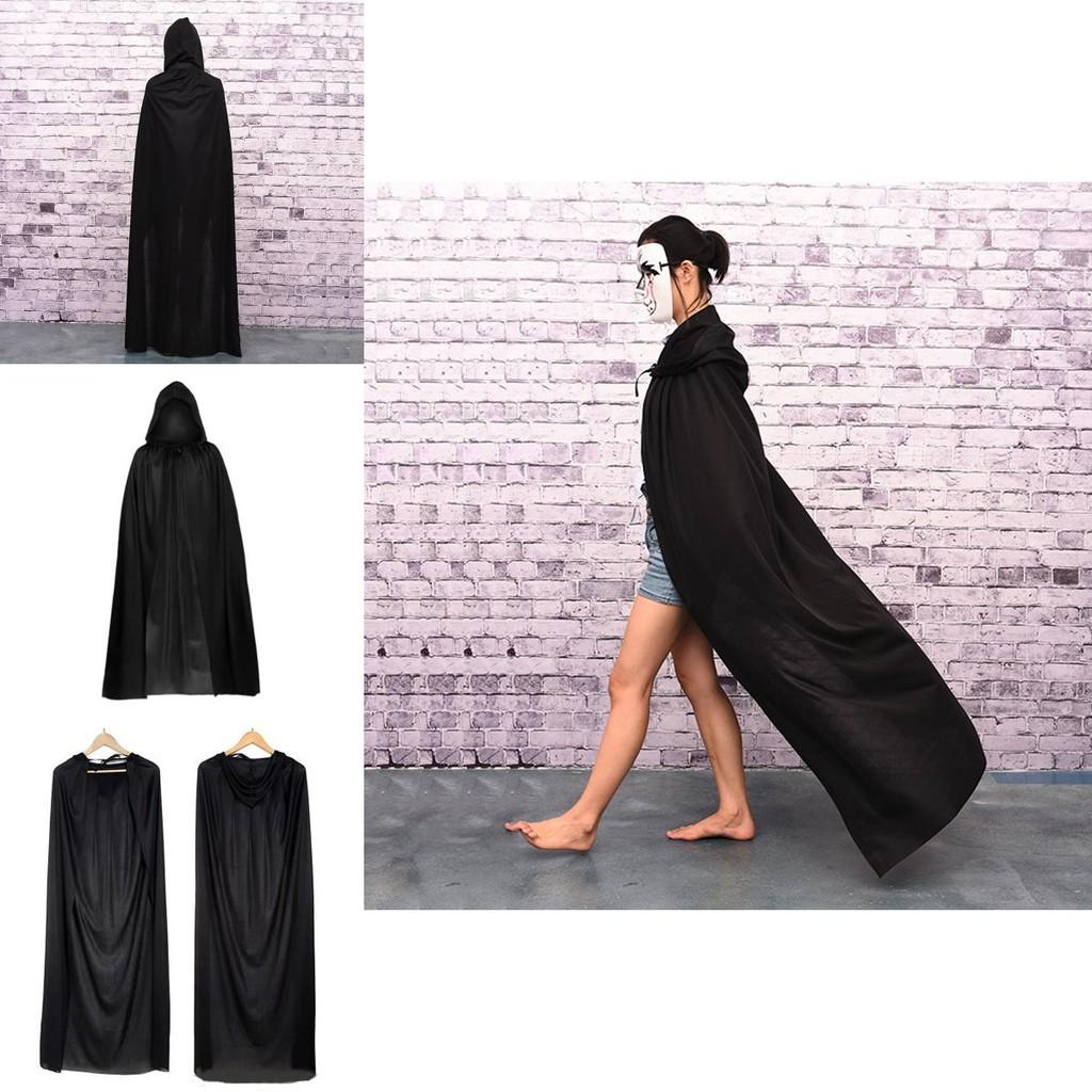 Mantello di Halloween Cosplay Mietitore Vampiro Strega Mago Veste Festa Adulti Bambini Mantello Nero Mantello