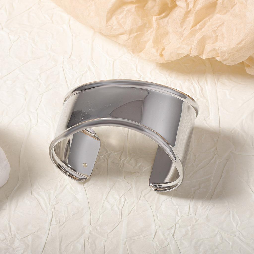 Fashionable, simple, ins style, light luxury, design, curved metal opening, geometric ring, cold wind bracelet