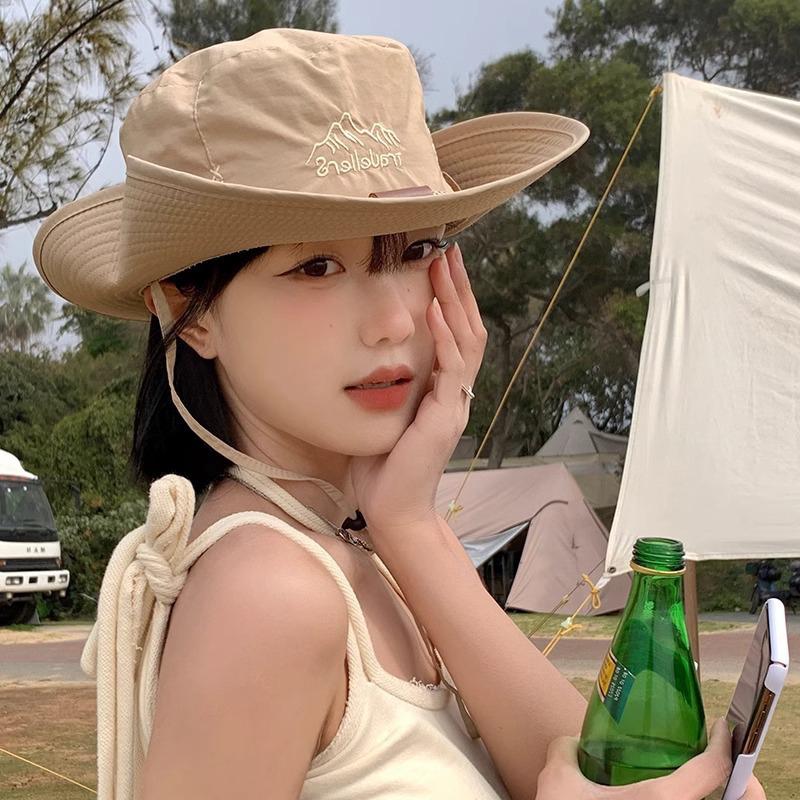 Cappello da cowboy a tesa larga per l'estate, da esterno, con protezione UV, per escursionismo, campeggio, parasole, da uomo e da donna, tinta unita, pieghevole, Panama