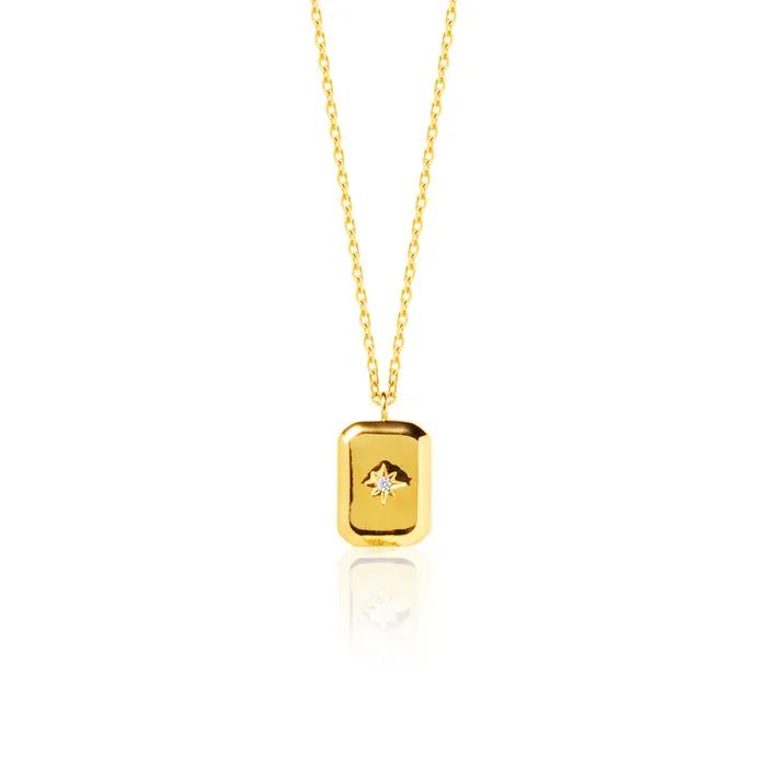 Square Pendant Sparkle Cubic Necklace (24k Plated)