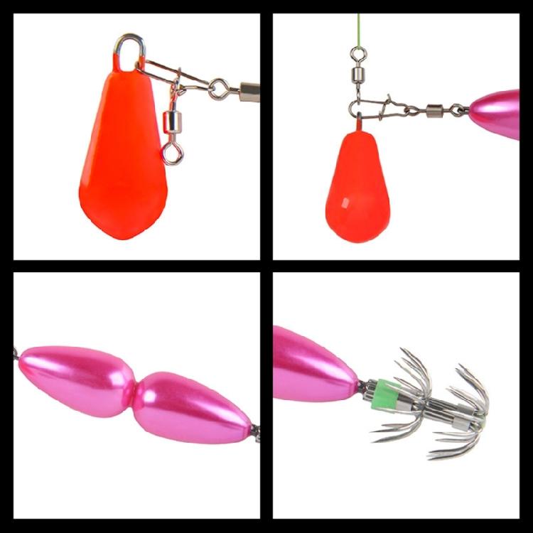 Umbrella Hook Cuttlefish Sleeve Fishing Hook Double Layer Squid Hook with Colorful Beads Swivels Sea Fishing Accessories