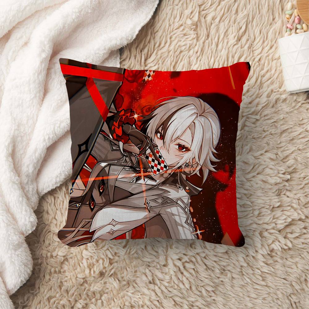 Genshin Impact Arlecchino Pillow Gift Home Office Decoration Pillow Bedroom Sofa Car Cushion CoverPillow Case