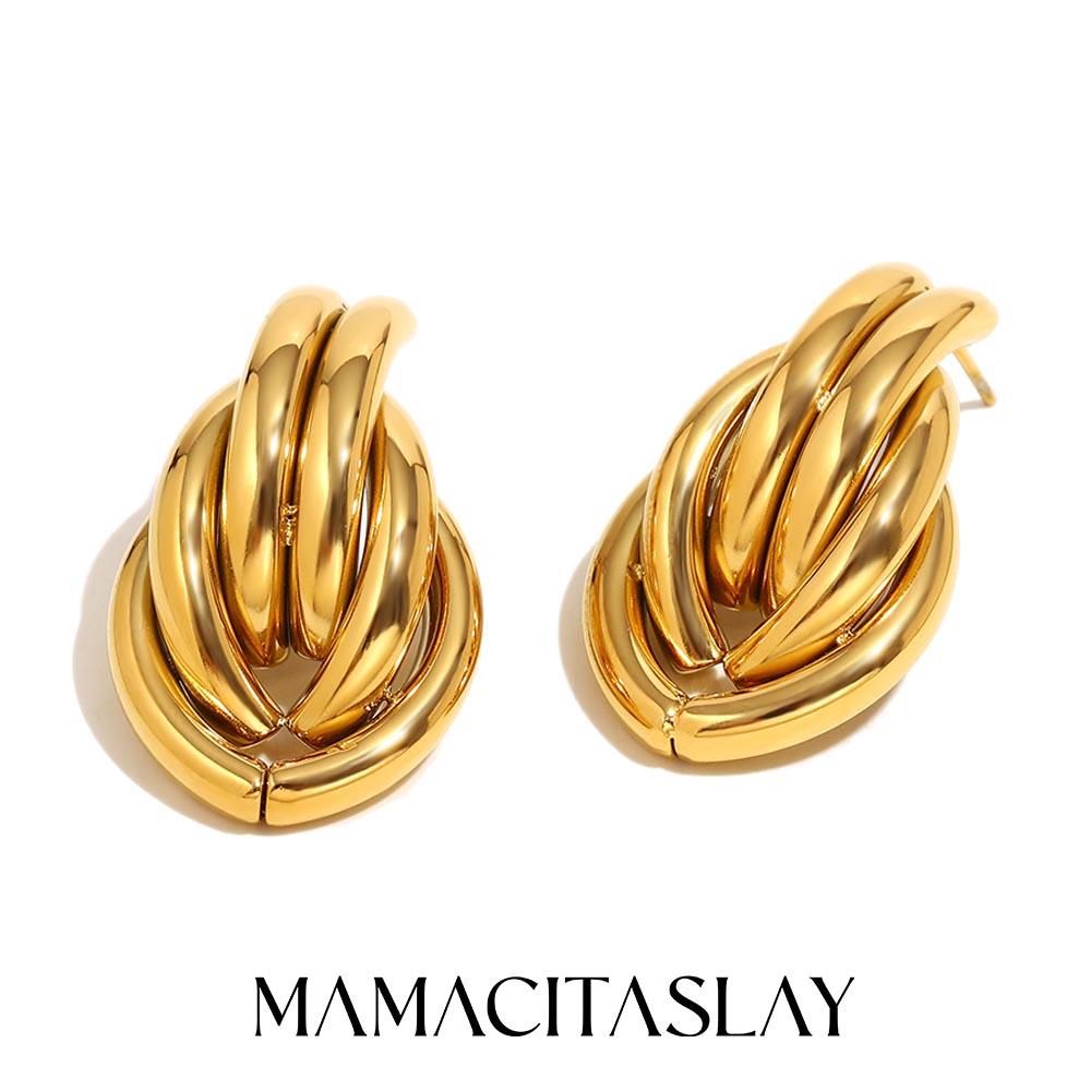 MamacitaSlay New Design 18K Gold Plated Stainless Steel Geometric Earrings Waterproof Jewelry Women's Charm Statement Earrings