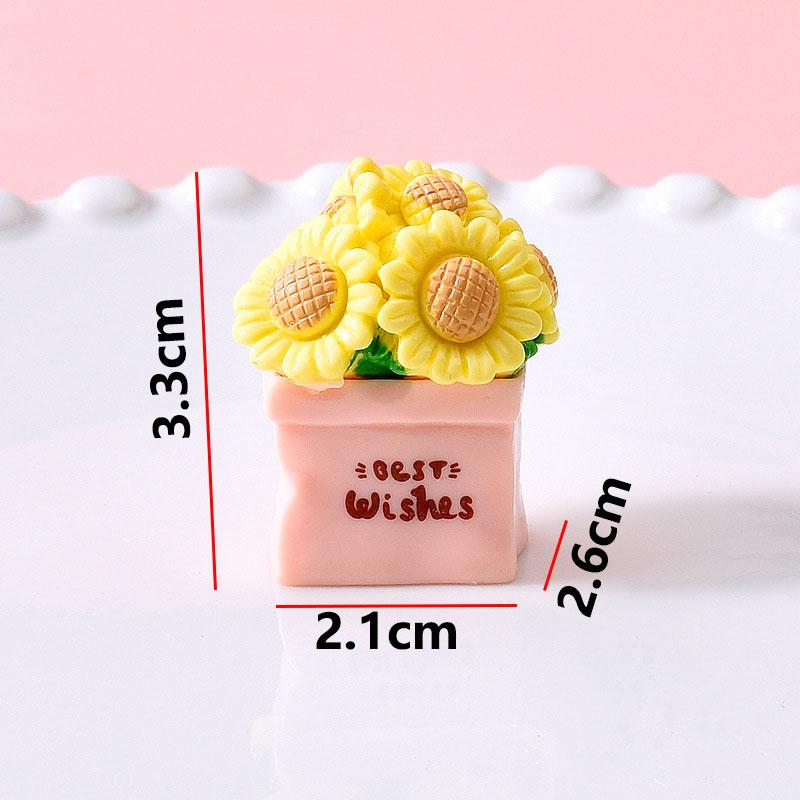 5pcs Simulated Bouquet Decoration Resin Decorative Accessories Desktop Ornament Cream Adhesive DIY Jewelry Accessories