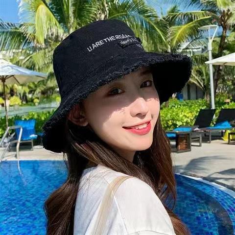 

Spring and summer new sunscreen sun hat women s outdoor versatile sunshade bucket hat Korean version embroidered letter hat